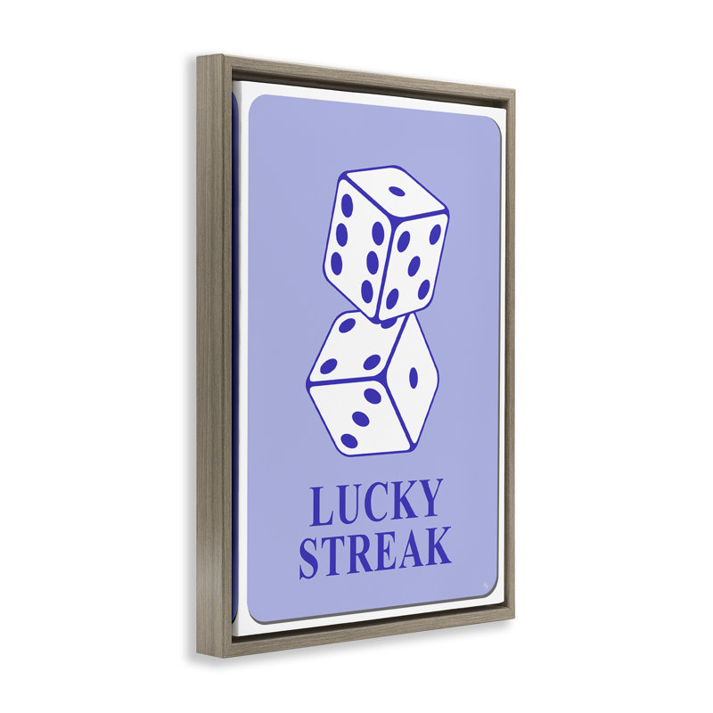 Toile flottante encadrée "Blue Lucky Streak Dice" par Martina Pavlova, H 31 po x l 21 po, Cadre flottant orme Montalcino