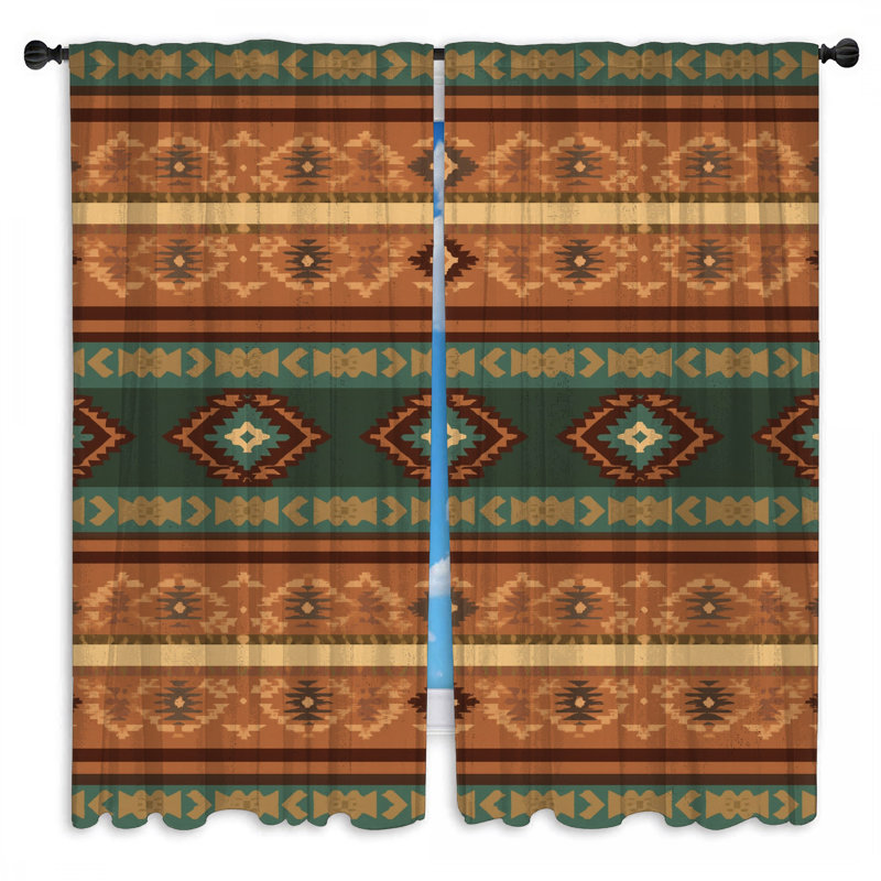 Rideaux de fenêtre à motif géométrique Southwestern, 20 po x 80 po - 2 panneaux, Transparent