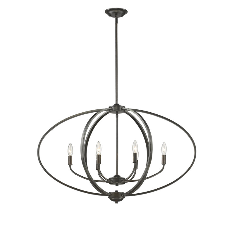 Petitt 6 - Light Dimmable Chandelier, No Shade, Etruscan Bronze