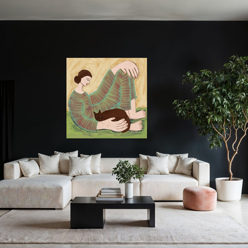 Art contemporain, impression de chat contemporain impressionniste, H 48 po x l 48 po