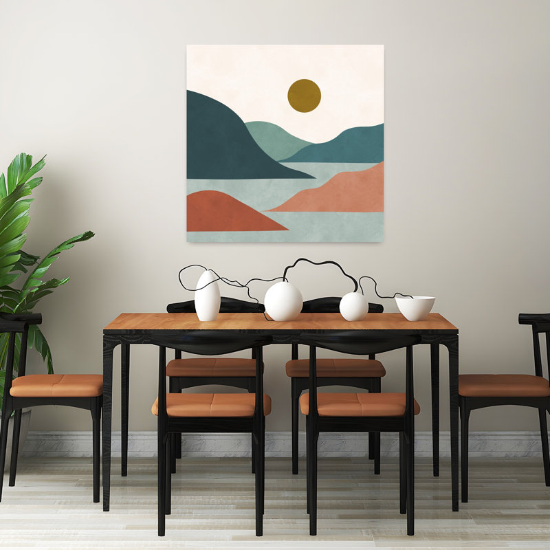 Aquarelle, paysage, 2, coloré, abstrait, plage, forêt, art mural, H 32 po x l 32 po
