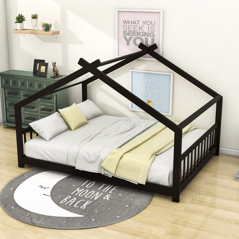 Bunche Wood House Platform Bed, Espresso, Full