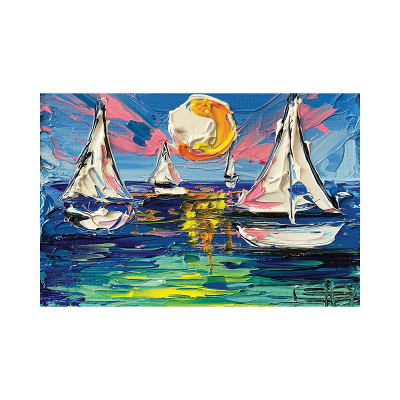 Sailboat Trio by Lisa Elley - Wrapped Canvas Gallery-Wrapped Canvas Giclée, 30.48 cm H x 45.72 cm W