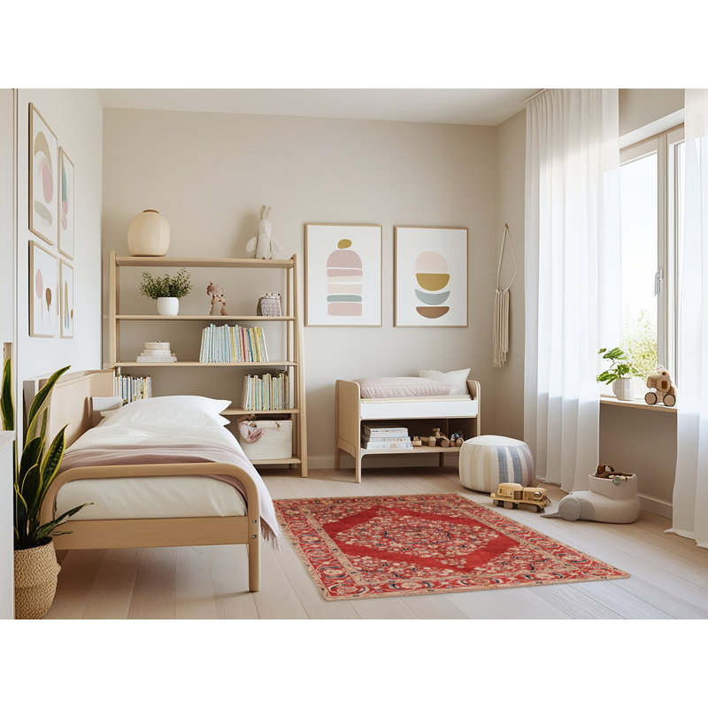 Tapis beige / rouge Sighmund, Rectangle 4 pi x 6 pi