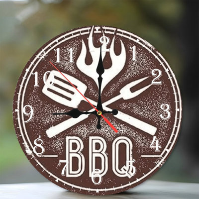 Horloge murale en bois 10 po, mouvement silencieux, à piles (piles AA non incluses), décor artistique, parfait pour les décorations