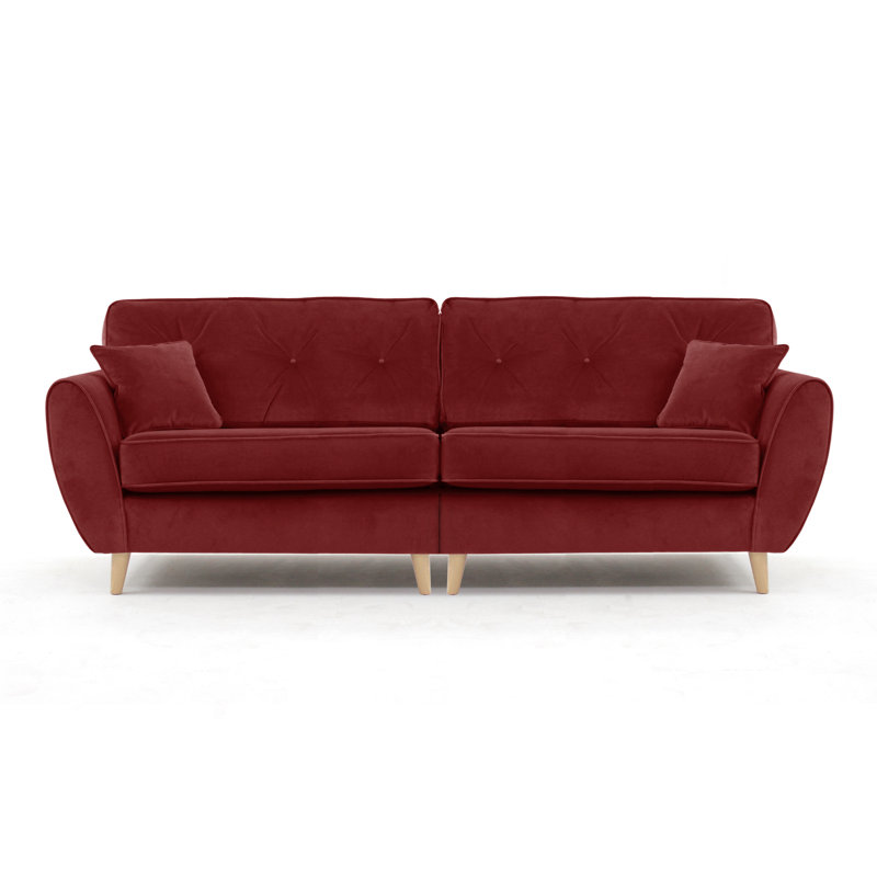 Rafe 4 Seater Velvet Sofa, Burgundy Velvet