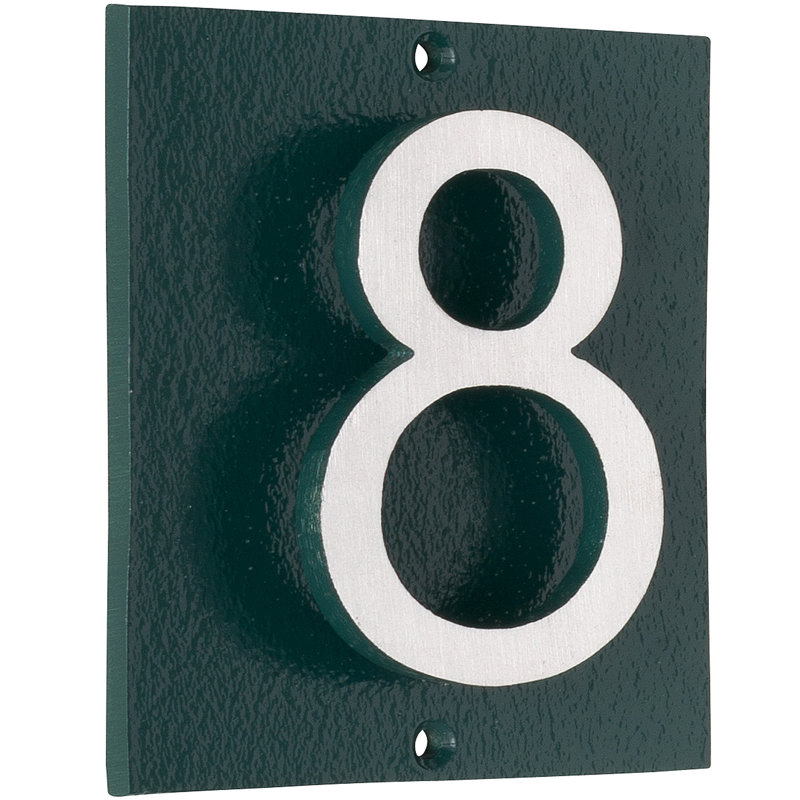 Plaque d’adresse murale sur 1 ligne flottante, Vert forêt, Nickel satiné deux tons, Oui