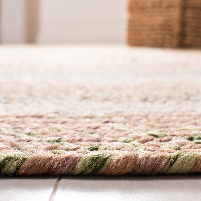 Tapis d'intérieur / extérieur géométrique tissé à la main Georgina, Rond 6 pi
