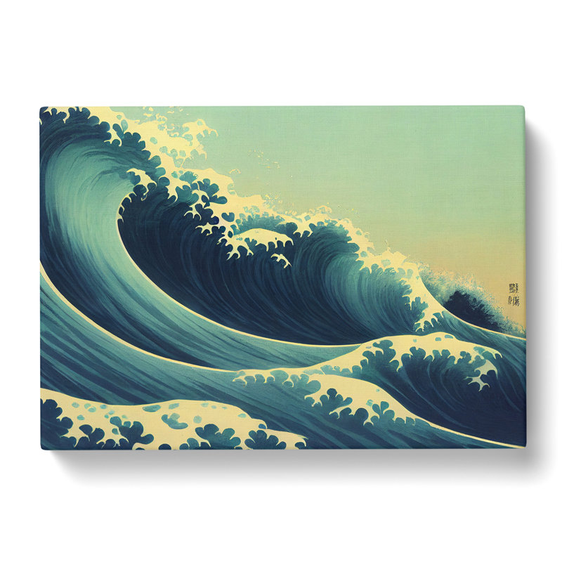 Lively Japanese Wave - Wrapped Canvas, 35cm H x 50cm W x 3cm D