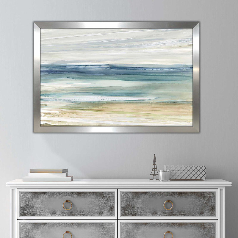 «Ocean Breeze» par Carol Robinson - Peinture, Encadrement argenté, H 33,5 po x l 49,5 po x P 1 po