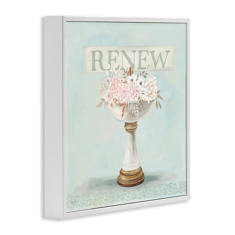 «Renew Floral Sink», estampe numérique, design par Mollie B., H 17 po x l 17 po, Giclée encadrée blanc bord de mer