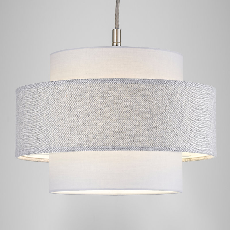 20cm H Linen Drum Pendant Shade ( Screw On ) in Grey