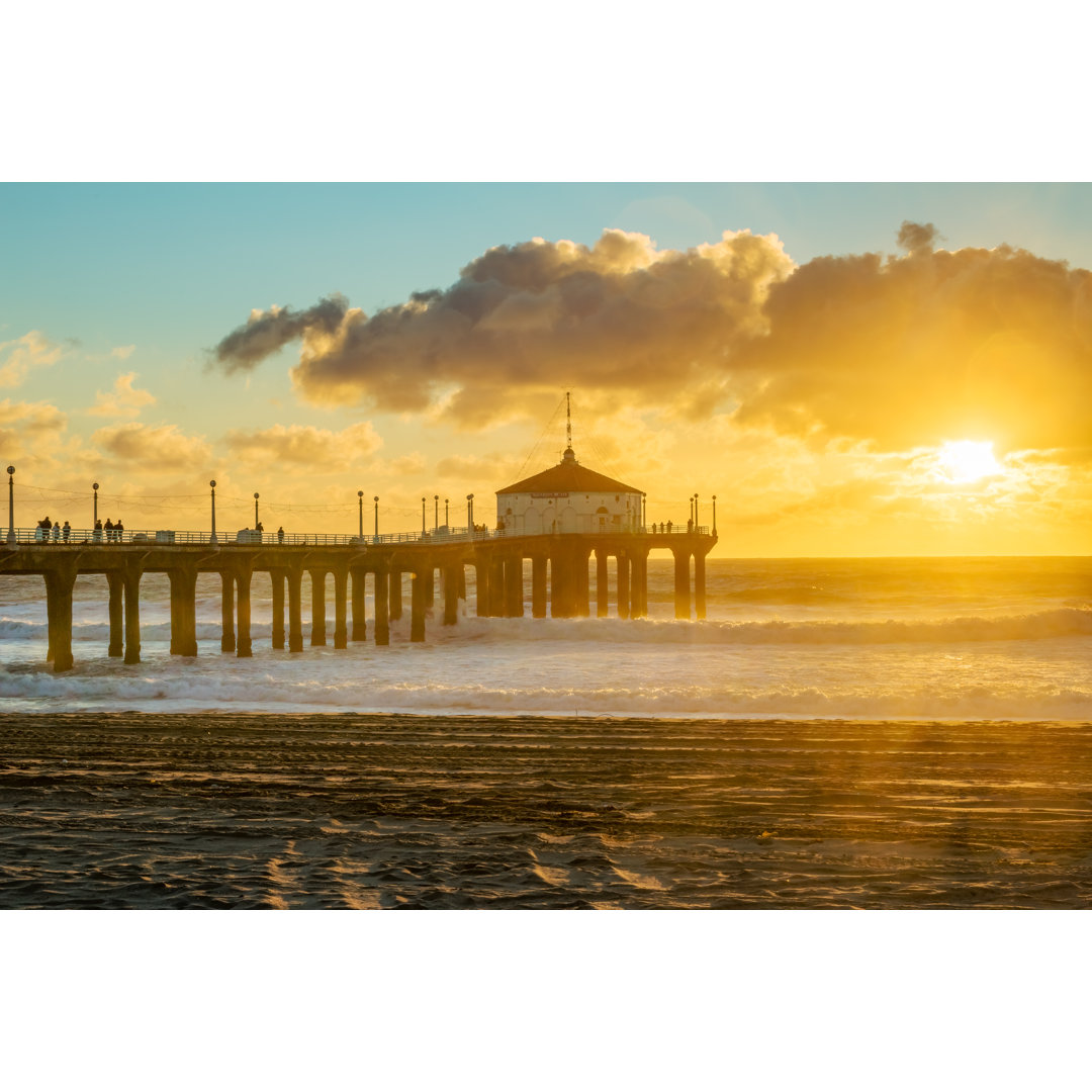 Sunset At A Pier - Wrapped Canvas Print