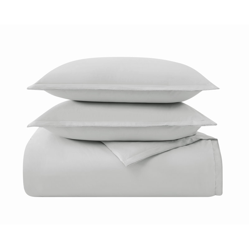 Ensemble de housse de couette en percale 400TC Vince Camuto, Housse de couette très grand et 2 taies, Gris clair