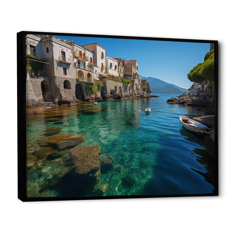 Italie, charmes de la côte d'Amalfi - décoration murale Italie, Cadre flottant noir, 12" H x 20" W