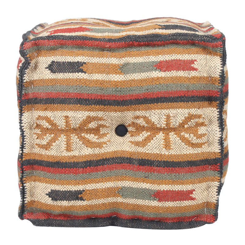 Pouf en laine et jute fait à la main Adkison
