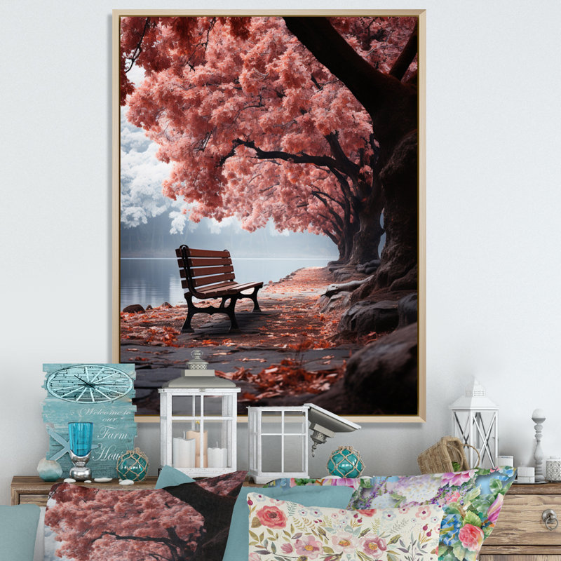 «Pink Forest Silent Contemplation», reproduction d'art sur toile, H 20 po x l 12 po x P 1 po, Cadre naturel flottant