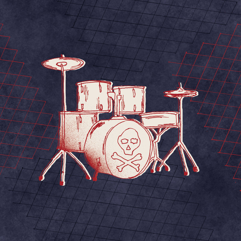 " Rocker Drums " by Masey St. Studios, 12" H x 12" W, Yes, Maple Single Picture Framed