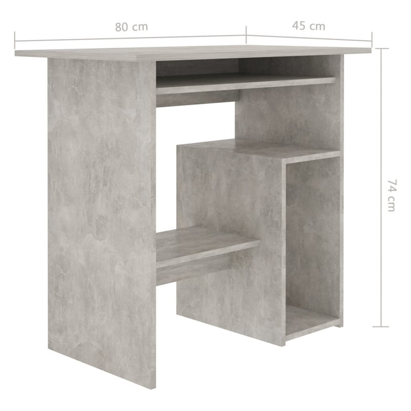 Desk 80x45x74 cm Engineered Wood, Concrete Grey, Left