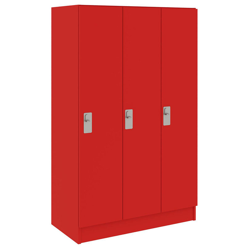 Armoire de vestibule triple à trois compartiments avec porte, Rouge tulipe
