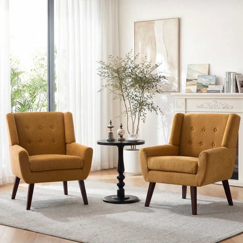 Upholstered Armchair, Yellow