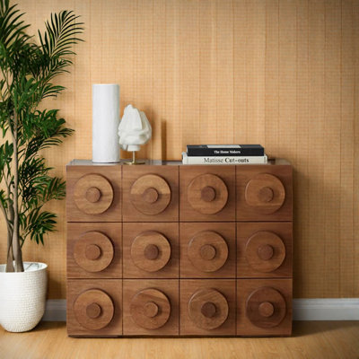 Retro Style Red Oak Solid Wood Entry Cabinet