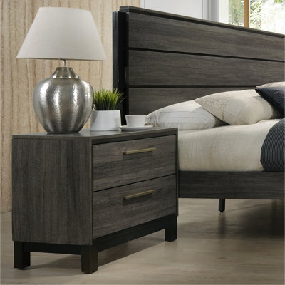 Table de chevet 2 en gris antique, rehausse la beauté de la chambre à coucher 2