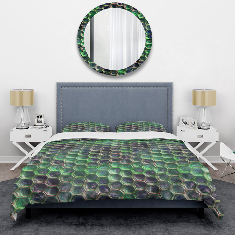 Ensemble de housse de couette en microfibre vert / noir 3 pièces