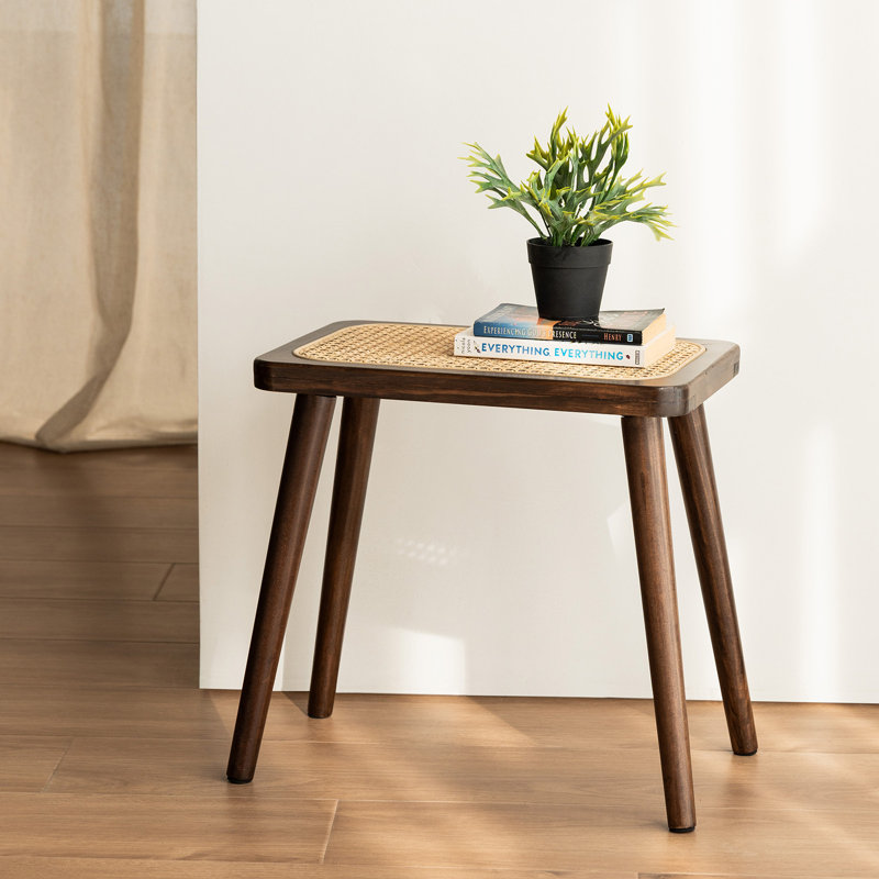 Rattan Accent Stool, Walnut