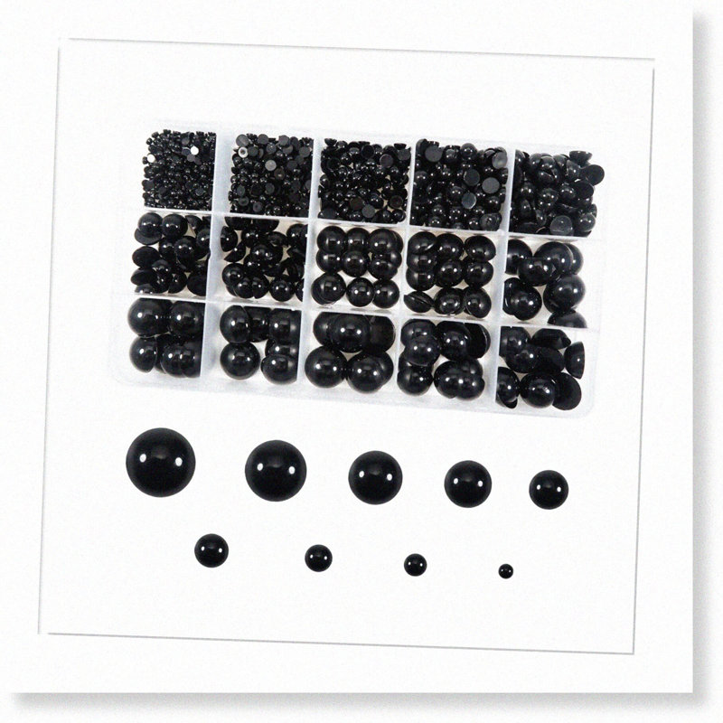 830pcs Plastic Round Flatback Buttons 3mm-16mm