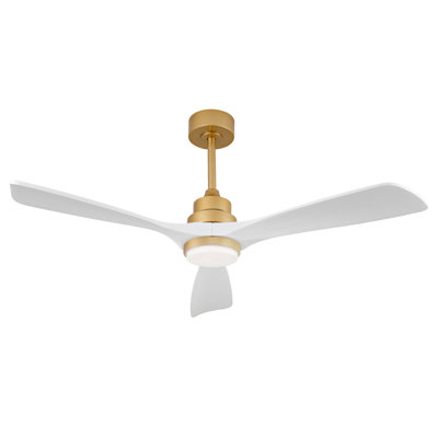 Hot Sales 52 Inch Indoor Ceiling Fan With Dimmable LED Light 3 Solid Wood Blades Remote Control Reversible DC Motor