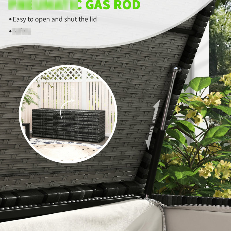 Boîte de rangement d'extérieur 175 gallons - PE avec doublure intérieure pour meubles de patio, gris piscine 175, outils de jardin gris