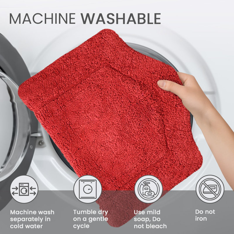 Tapis pour salle de bain Morissette, L 21 po x L 34 po, Rouge