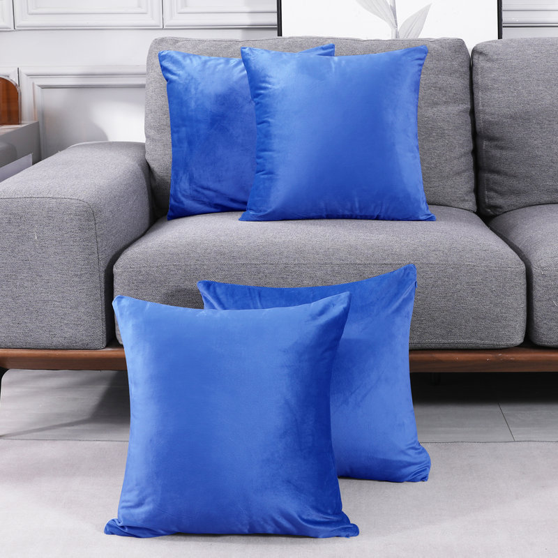 Decorative Throw Soft Linen Cushion Covers Pillow Covers (Set of 4), Square 22", Royal Blue