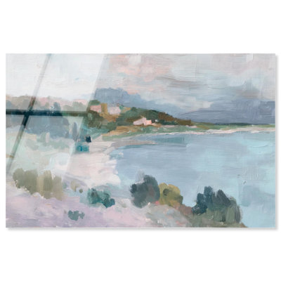 Décoration murale «Coastal Haze I», impression sur acrylique bleue par Art Remedy, prête à accrocher, 36 x 24