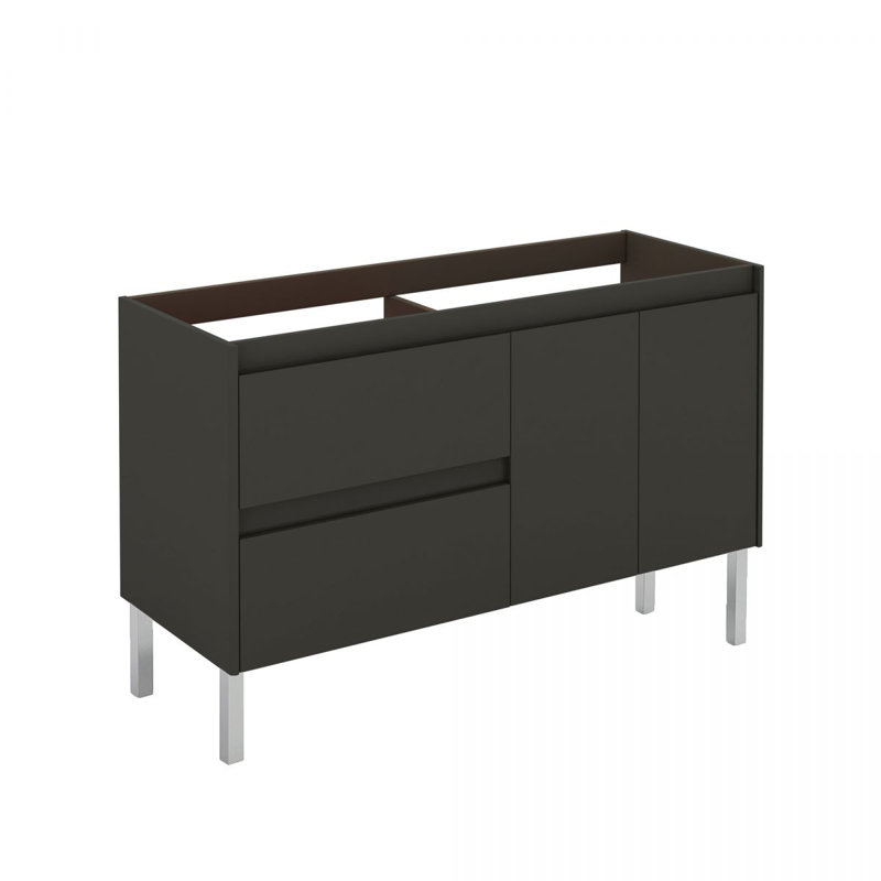 Ambra 48'' Glossy Anthracite Double Vanity with Ceramic Top and Mirror