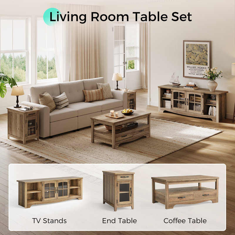 Callison 4-Piece Living Room Table Sets, Brown