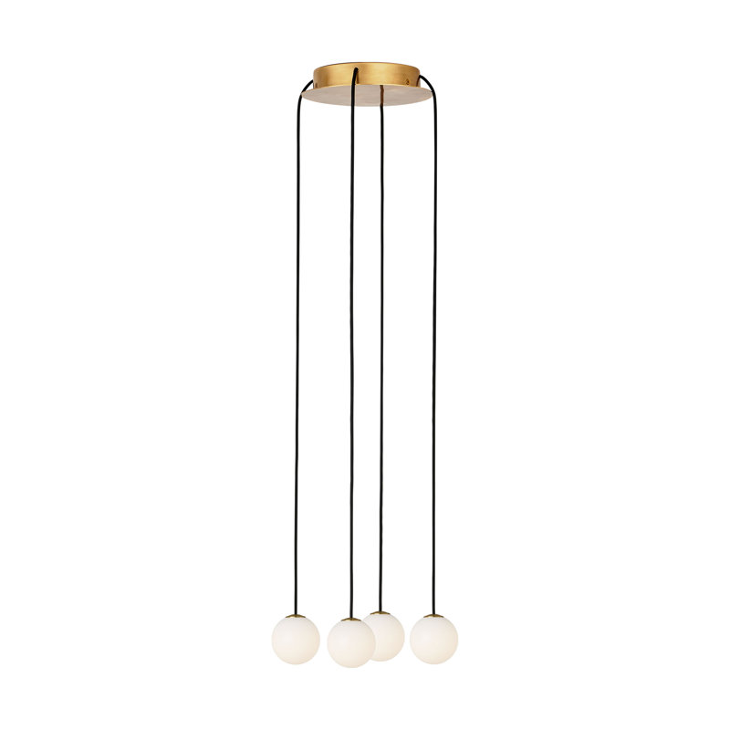 Orbet LED Chandelier, Hand Rubbed Antique Brass