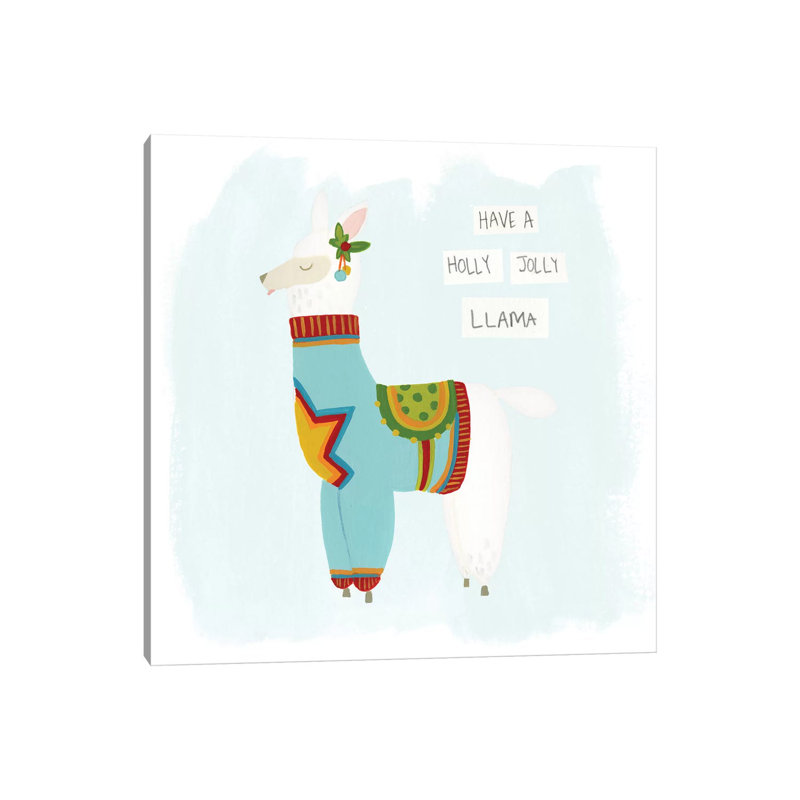Fa-La-La-La Llama IV by June Erica Vess - Wrapped Canvas Print, 30.48 cm H x 30.48 cm W