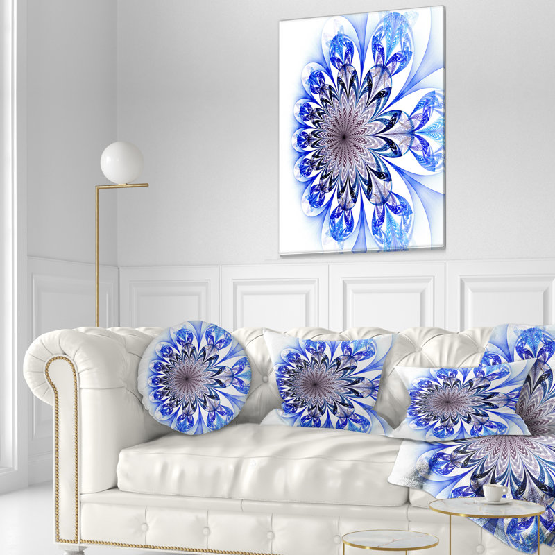 Art numérique fleur de fractale bleu clair - coussin décoratif imprimé floral