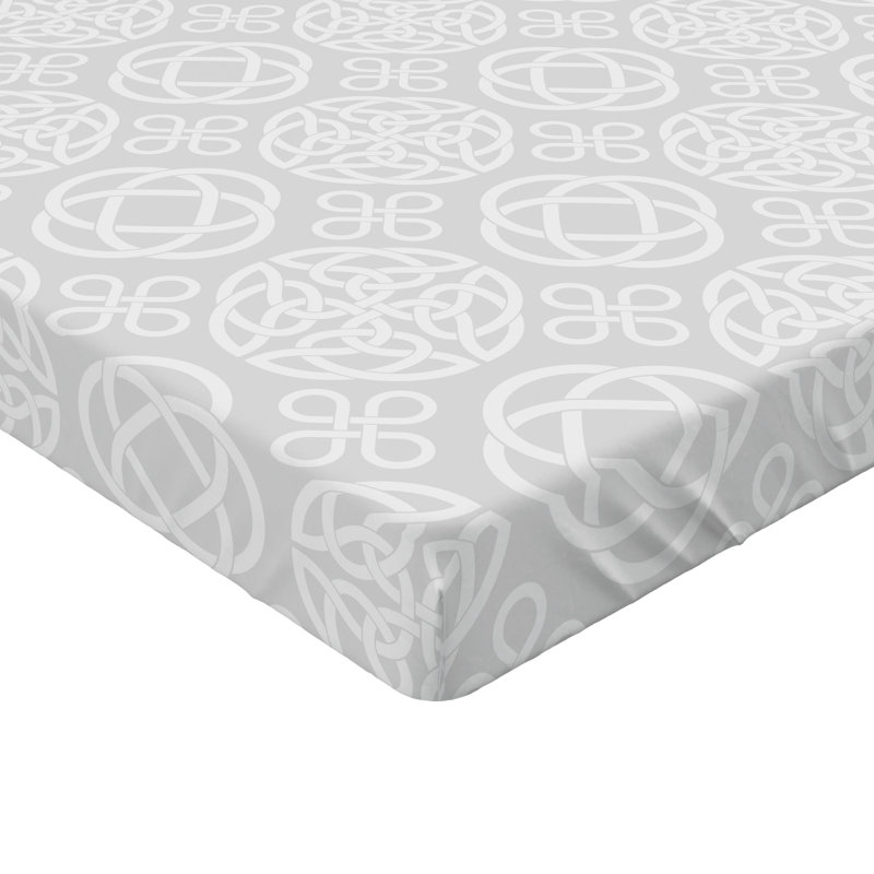 Ambesonne Celtic Fitted Sheet 2-Pack Tribal Knots Boho Irish White Grey, California King Fitted Sheet