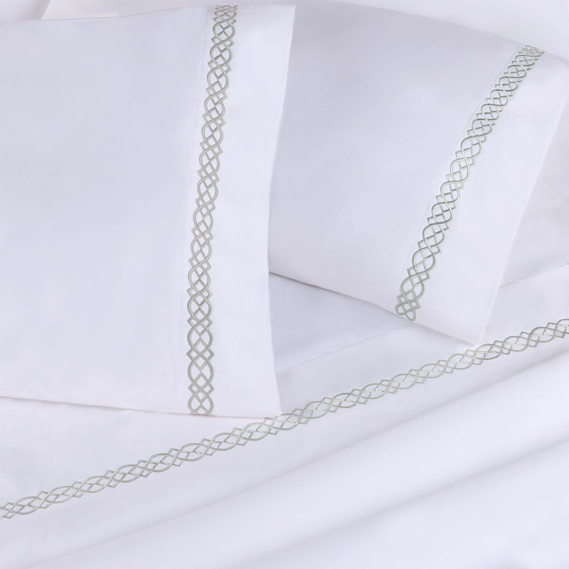 Superior 1000 Thread Count 100% Egyptian Cotton Solid Embroidered Pillocases, Standard, Grey