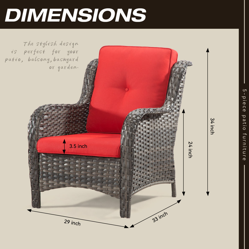 Anahit Wicker Outdoor Lounge Chair, Red