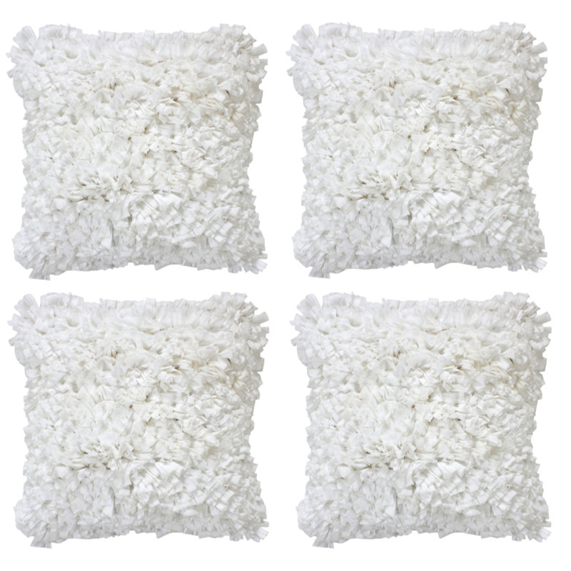 Cotton Reversible Throw Pillow, White, 18" x 18"