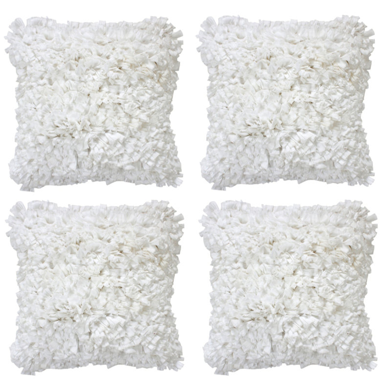 Coussin décoratif en coton, Blanc, 20 po x 20 po