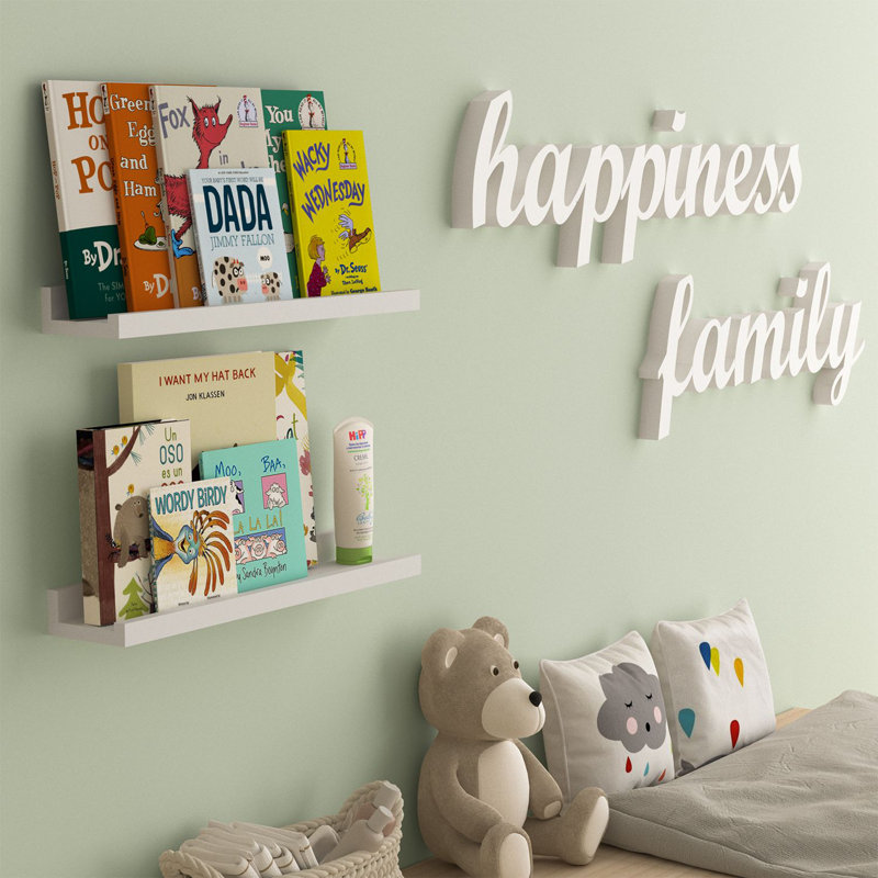 Tablette murale en bois récupéré Travus, Blanc, H 1,6 po x l 17 po x P 3,7 po