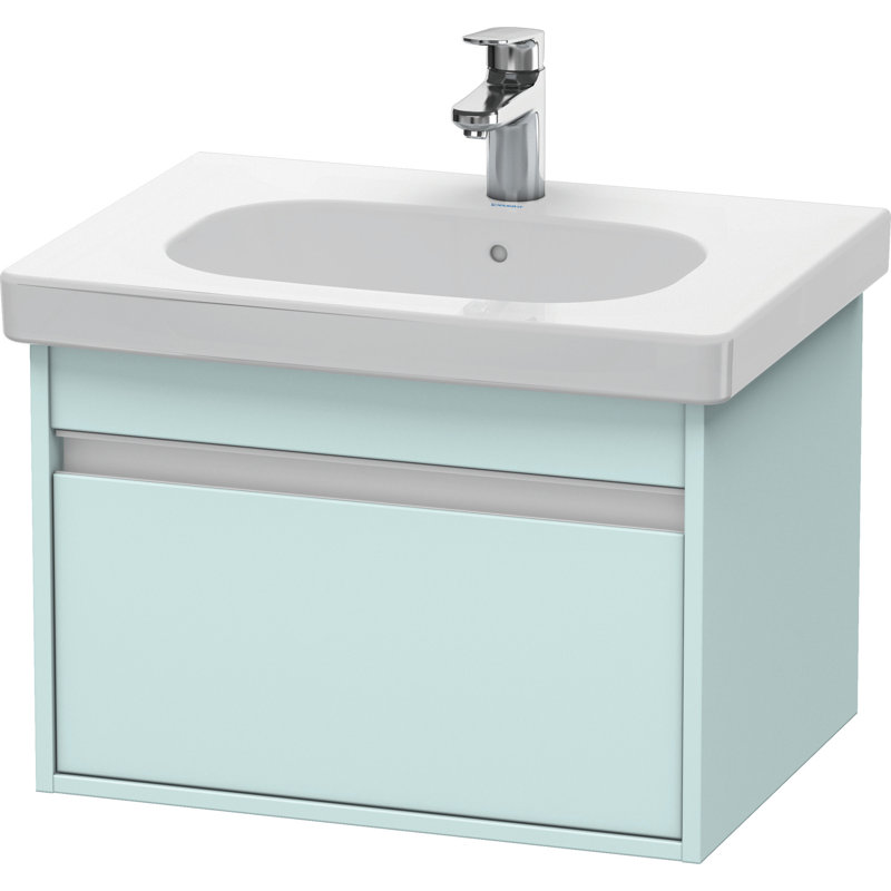 Base de salle de bain simple à fixation murale 23,625 po meuble-lavabo Ketho, Bleu clair mat