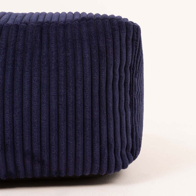 Amara Corduroy Square Footstool, Navy Blue
