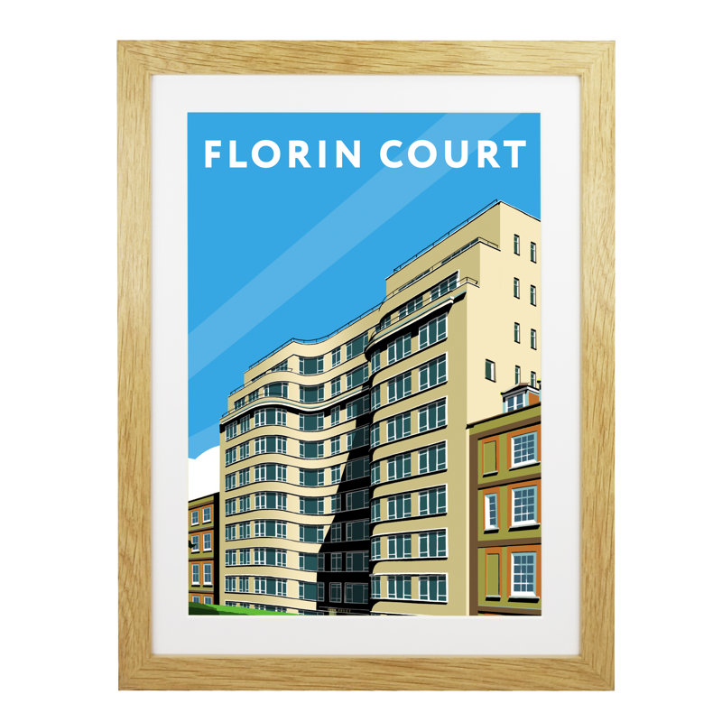 Florian Court by Richard O'Neil - Print, 43.5 cm H x 33.5 cm W x 2.2 cm D, Oak Wood Frame