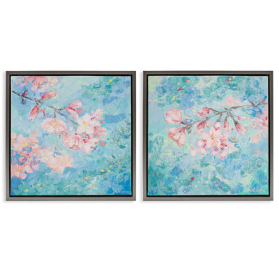 Yoshino Cherry Blossoms 2 Pc Framed Floater Canvas Set By Ann Marie Coolick